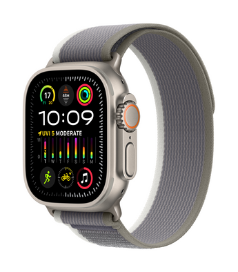 Ultra 2 • Titanium Case with Green/Gray Trail Loop